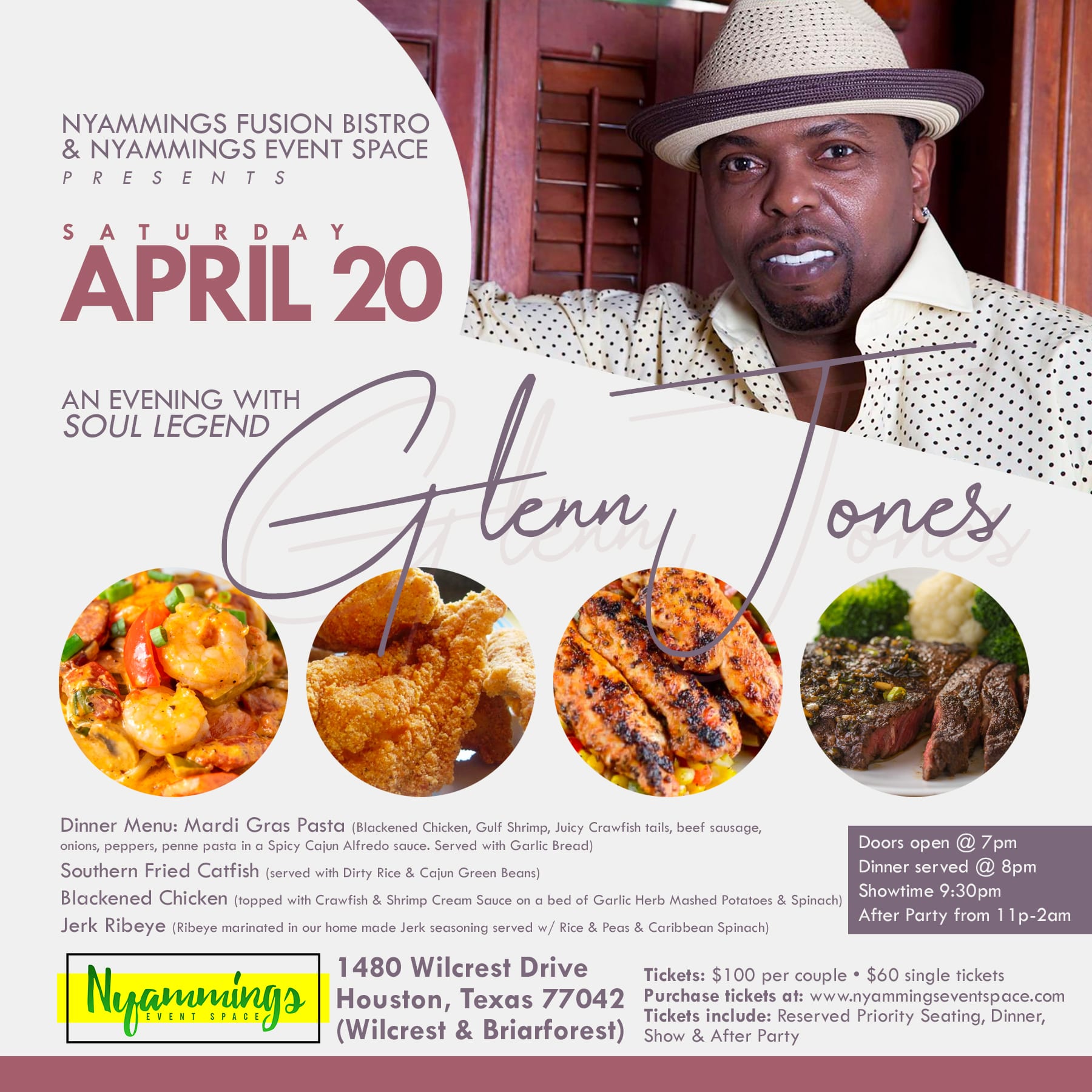 Nyammings Fusion Bistro & Nyammings Event Space presents An Intimate Evening with Old School R&B Legend Glenn Jones | Saturday April 20, 2019