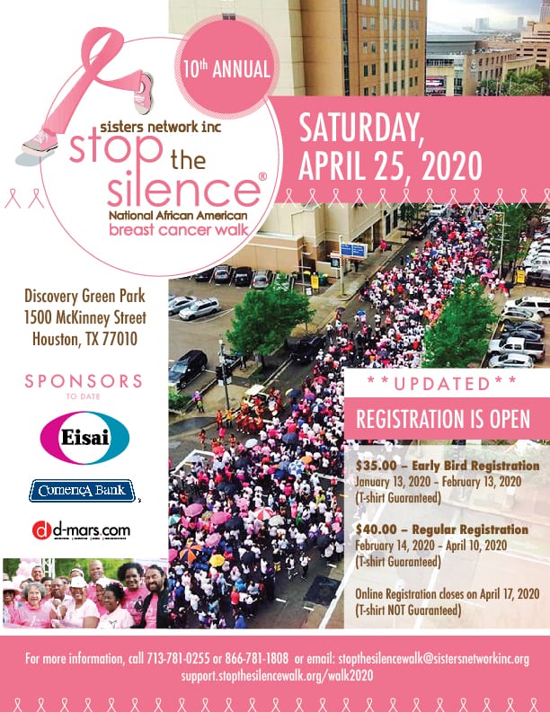 The Sisters Network Inc. Stop the Silence National African American Breast Cancer Walk | Saturday, April 25, 2020