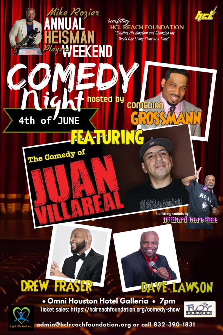 Mike Rozier Annual Heisman Players Weekend Comedy Night Hosted by Comedian Grossmann and feat. Juan Villareal | June 4th