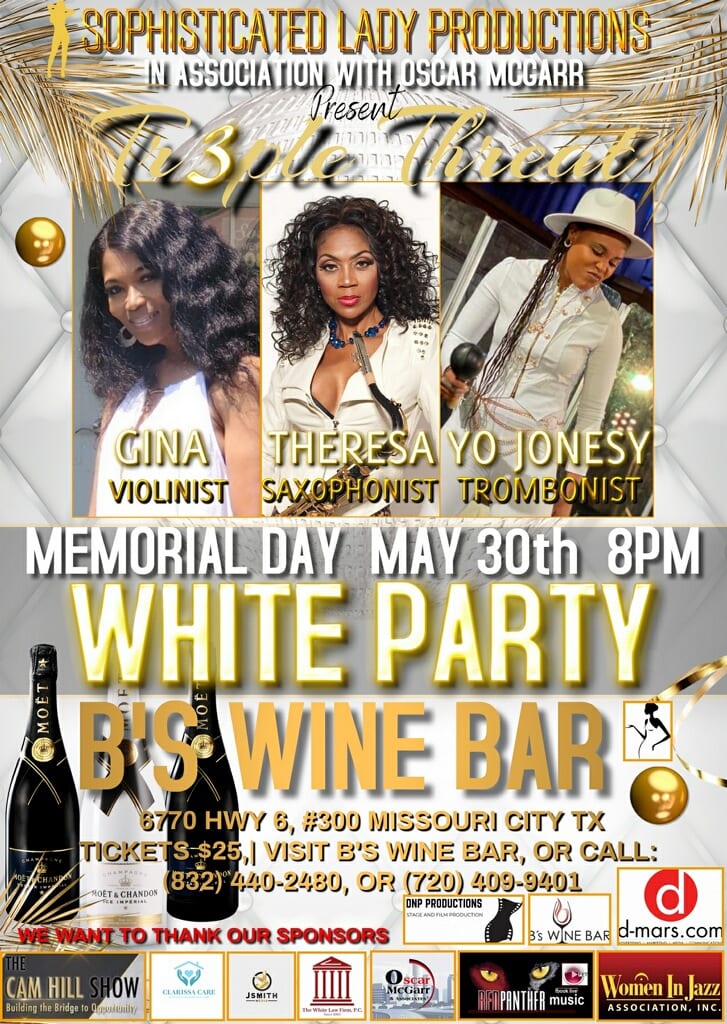 Memorial Day Triple Threat White Party with B’s Wine Bar!