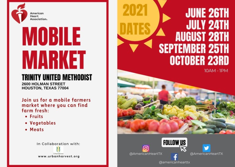 Mobile Farmers’ Market Launches in Third Ward – Collaboration between AHA, Urban Harvest, and Trinity United Methodist