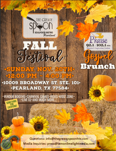 The Greasy Spoon Soulfood Bistro Pearland Hosts Their First Annual Gospel Brunch & Fall Festival