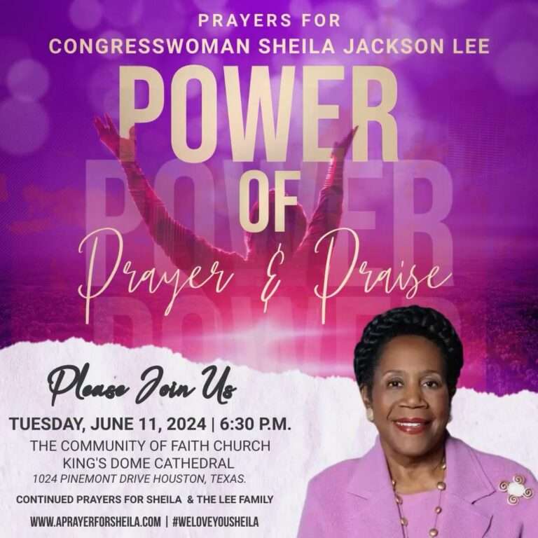 Prayers for Congresswoman Sheila Jackson Lee at Community of Faith Church