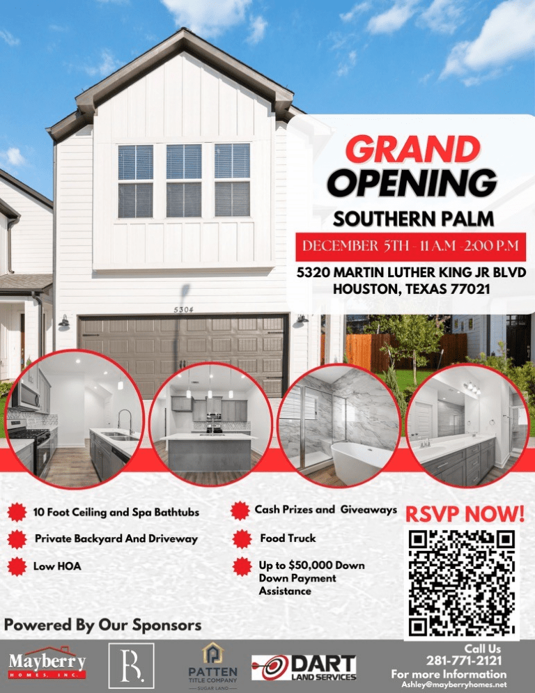 Join Mayberry Homes and other sponsors for the grand opening celebration of Southern Palm Community