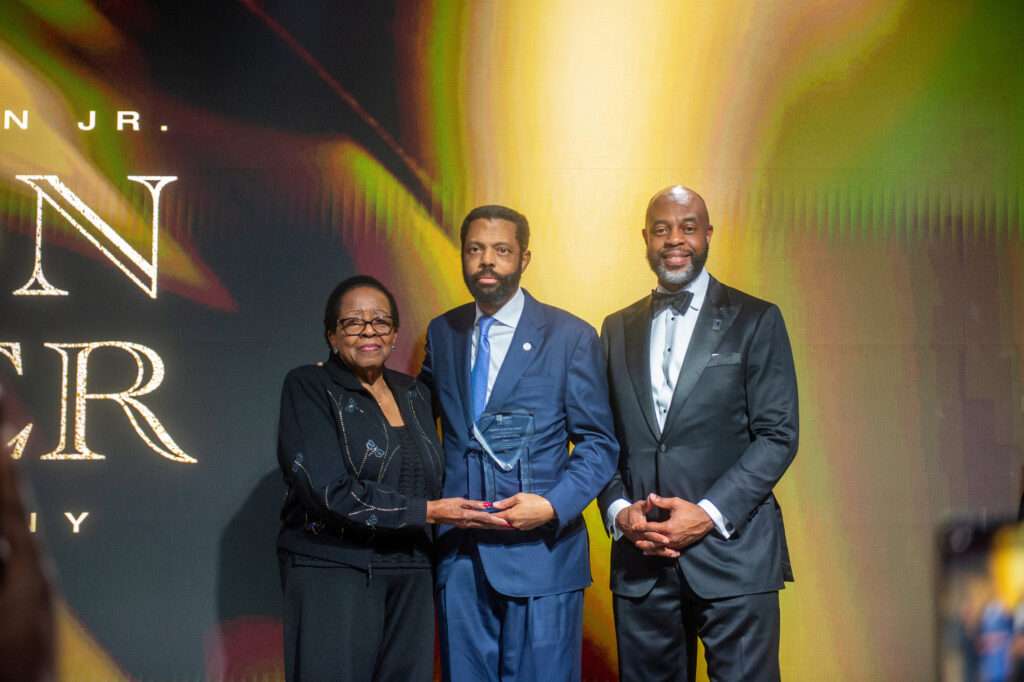 Sen. Borris Miles with NBCSL President Rep. Laura V. Hall from Alabama and NBCSL President Elect Rep. Harold M. Love, Jr. from Tennessee.  (Photo Credit: Sen. Borris L. Miles)