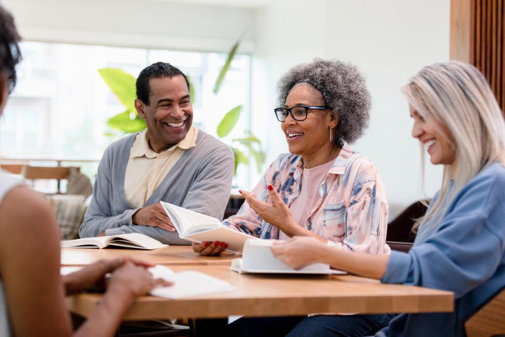 Retired couple in a book club